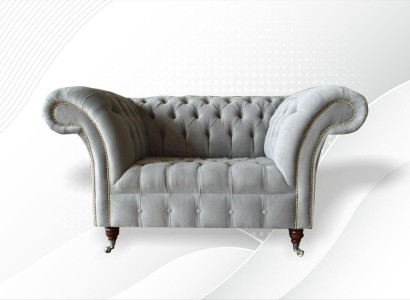 Chesterfield Sessel Couch Polster Sofa Textil Couchen 1,5 Sitzer Einsitzer